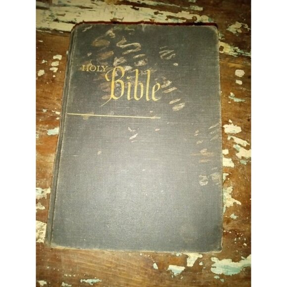 KJV Holy Bible Beautiful Aged Pages Original Inscription Old American Vintage - Picture 1 of 6